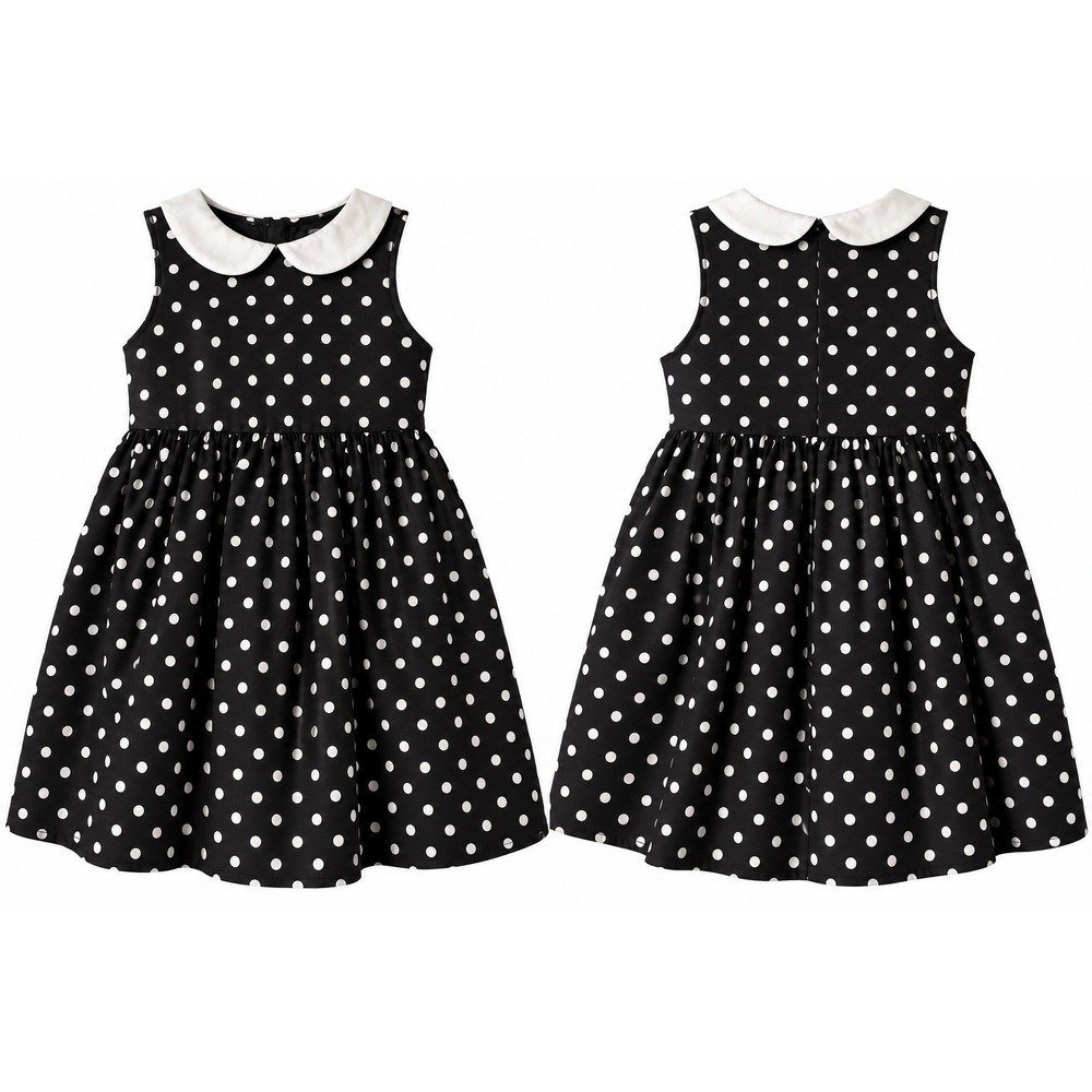 Good Lad Polka Dot Dress Kids 4T Black Good Peter Pan Collar Sleeveless Party